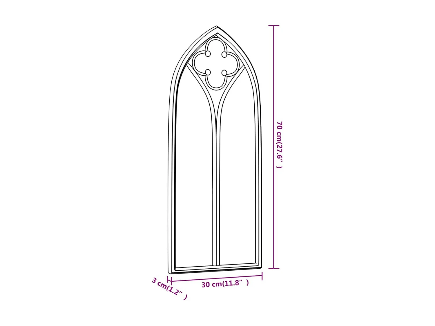 Miroir Sable 70x30 cm Fer pour utilisation à l'intérieur