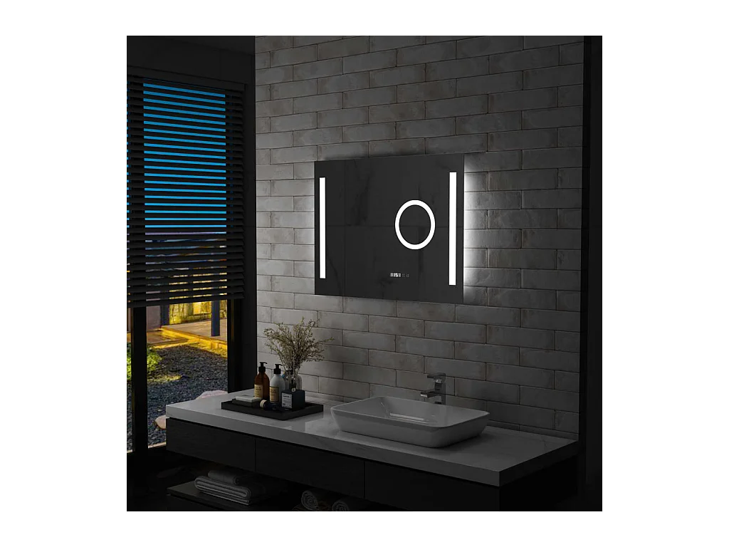 Miroir mural à LED de salle de bain et capteur tactile 80x60 cm