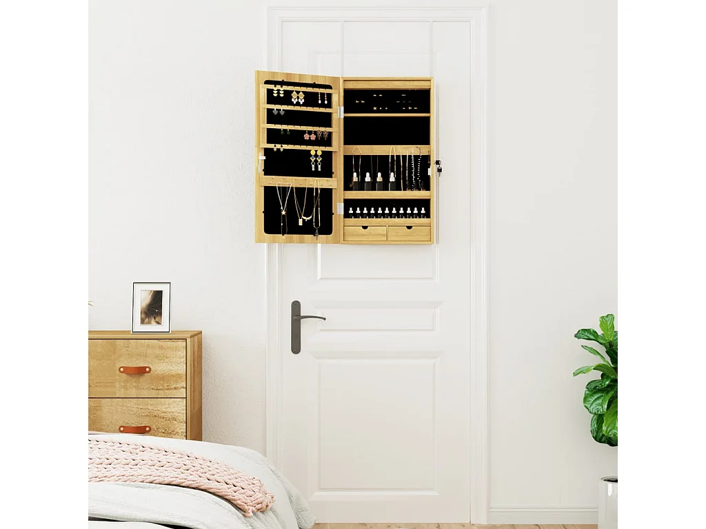 Armoire à bijoux avec miroir et éclairage LED mural