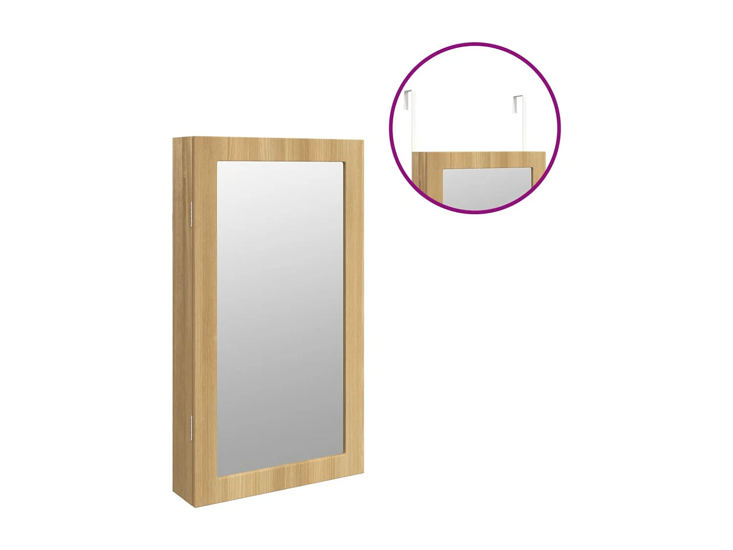 Armoire à bijoux avec miroir et éclairage LED mural