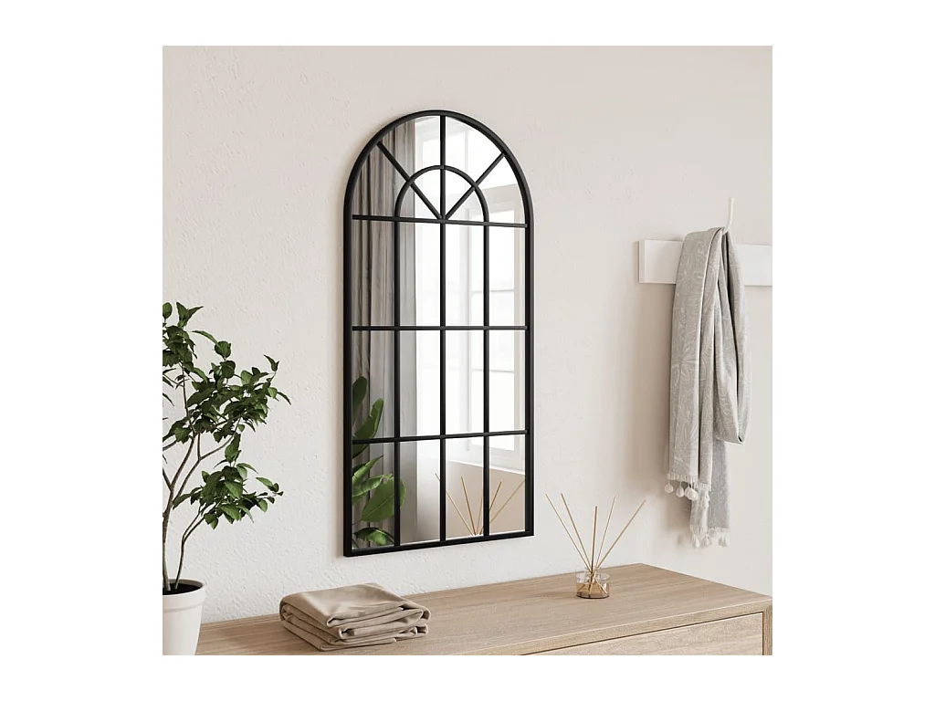 Wandspiegel boog 40x80 cm ijzer zwart