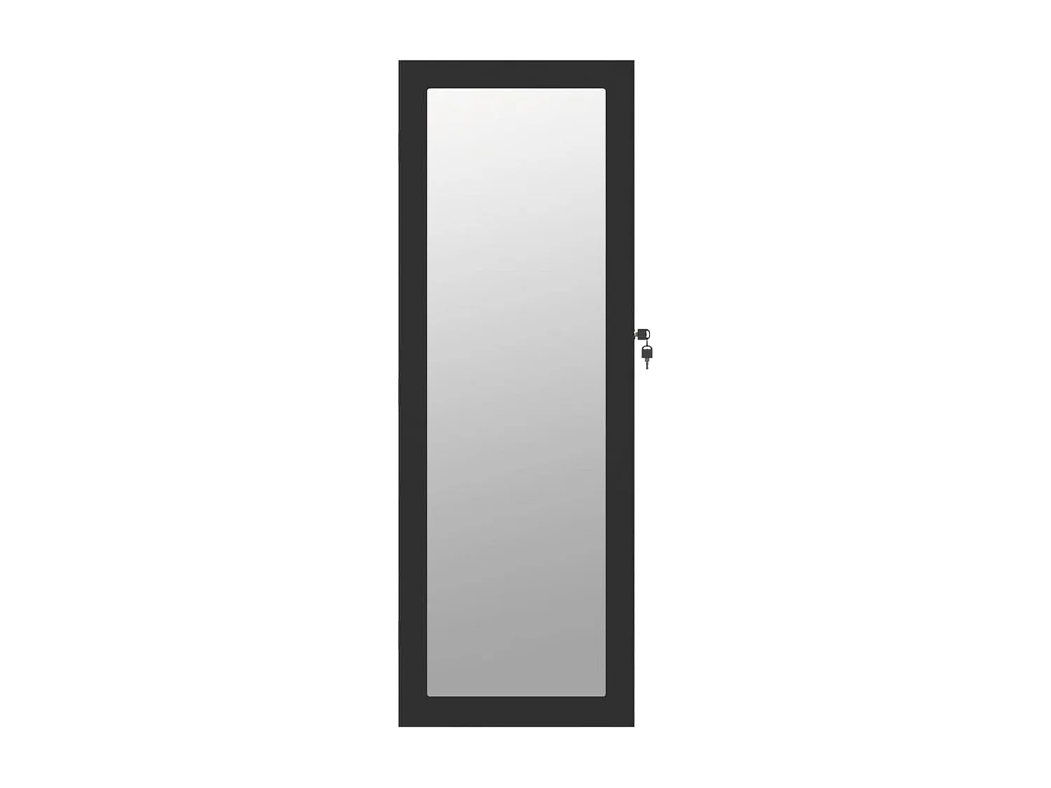 Armadio Portagioie con Specchio a Muro Nero 37,5x10x106 cm