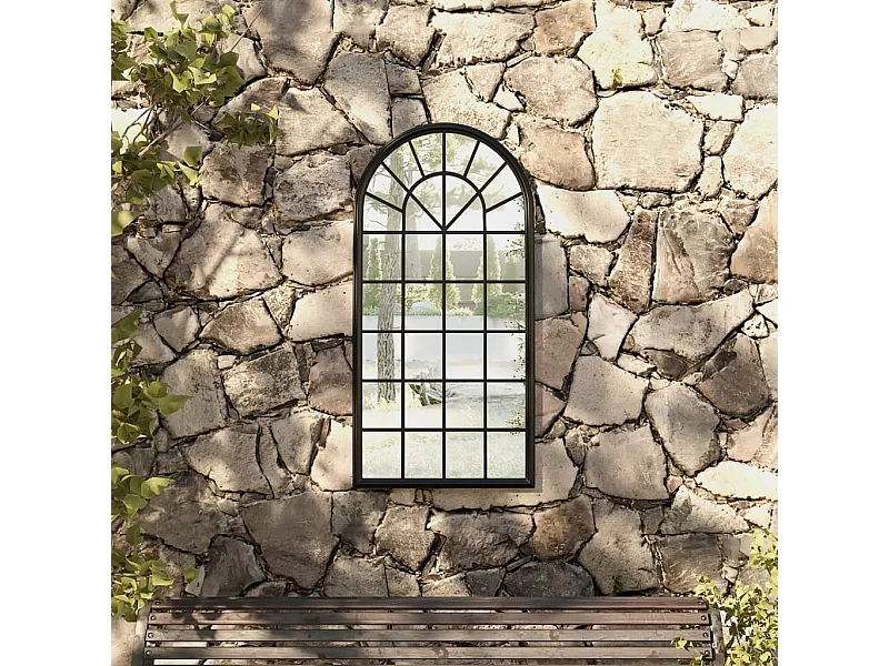 Espelho de jardim p/ uso exterior ferro 90x45 cm preto