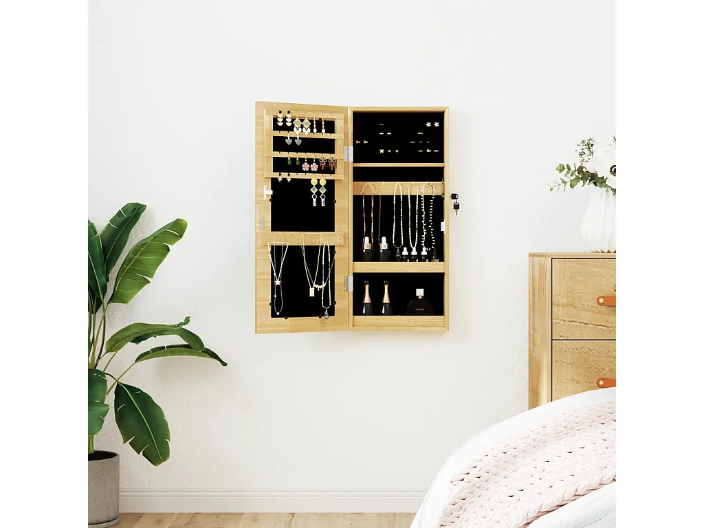 Armoire à bijoux avec miroir murale 30 x 8,5 x 67 cm