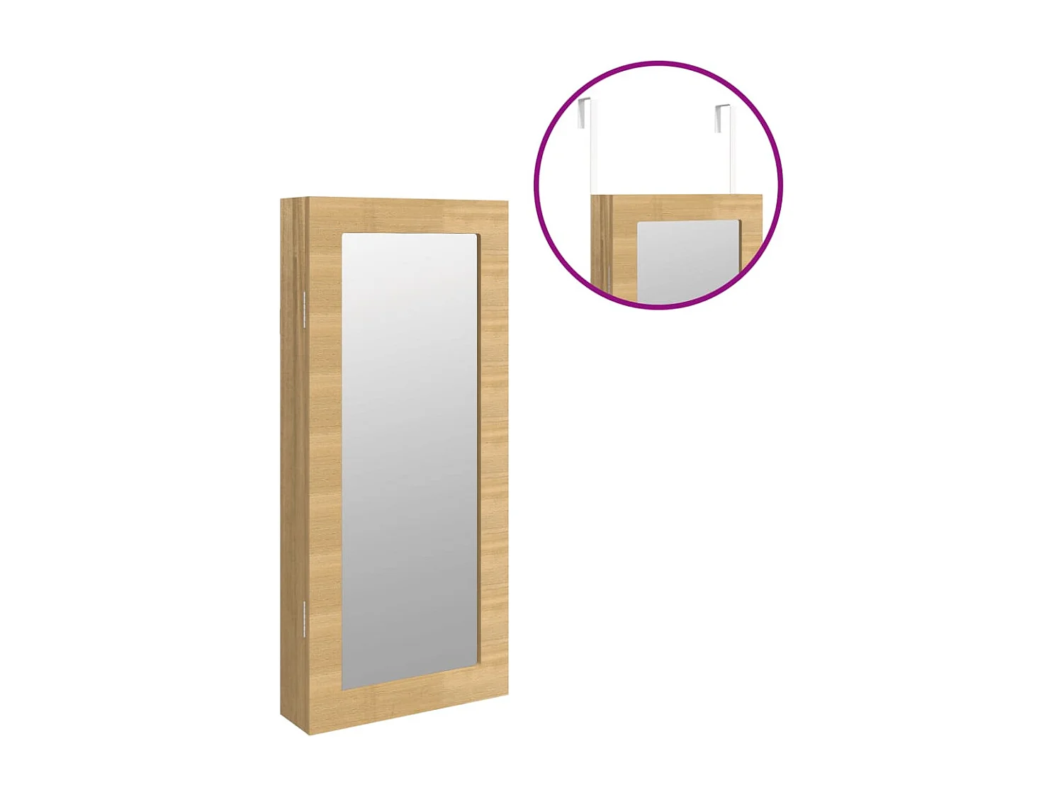 Armoire à bijoux avec miroir murale 30 x 8,5 x 67 cm