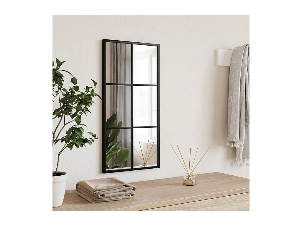 Miroir mural noir 30x60 cm rectangulaire fer