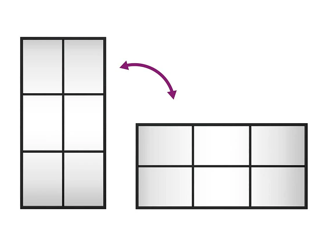 Miroir mural noir 30x60 cm rectangulaire fer