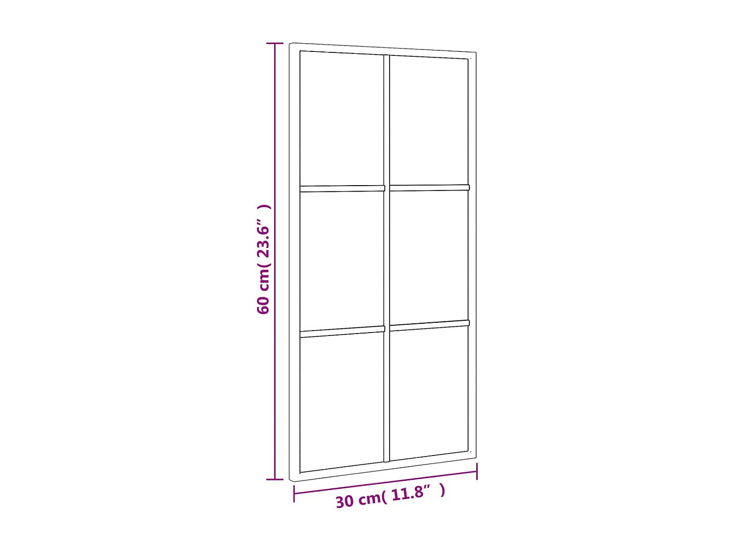 Miroir mural noir 30x60 cm rectangulaire fer