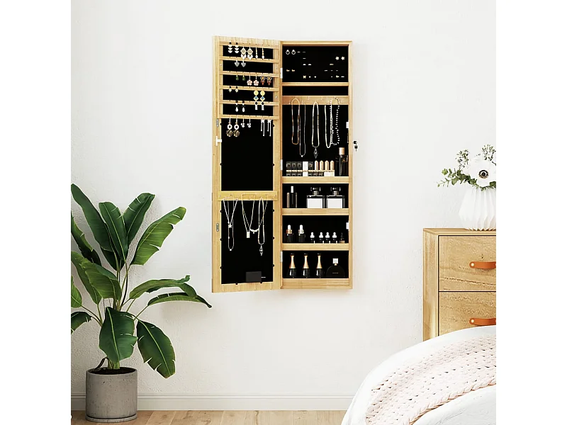Armoire à bijoux avec miroir et éclairage LED mural