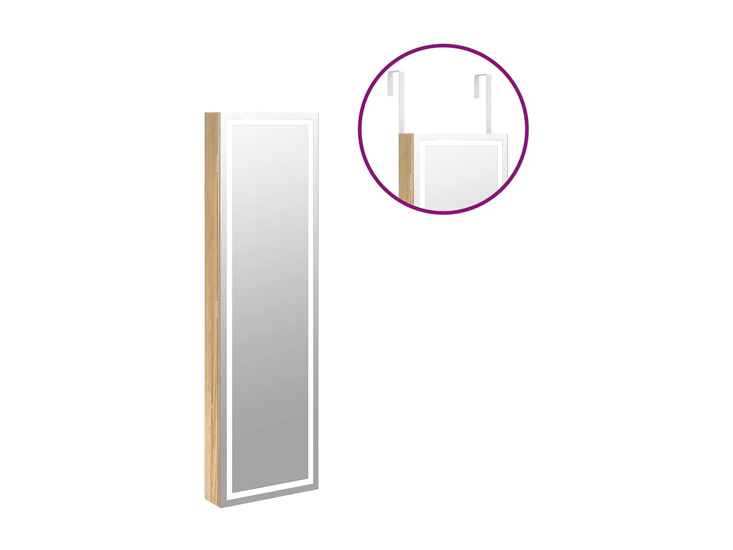 Espejo con joyero y luces LED para pared