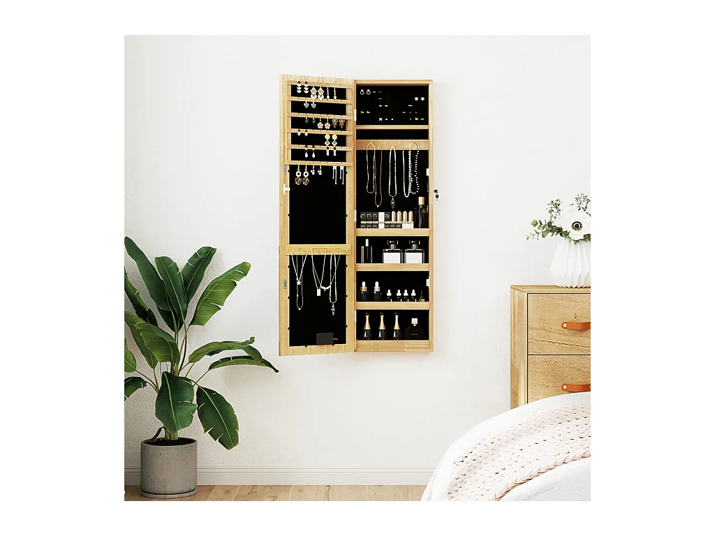 Armoire à bijoux avec miroir et éclairage LED mural
