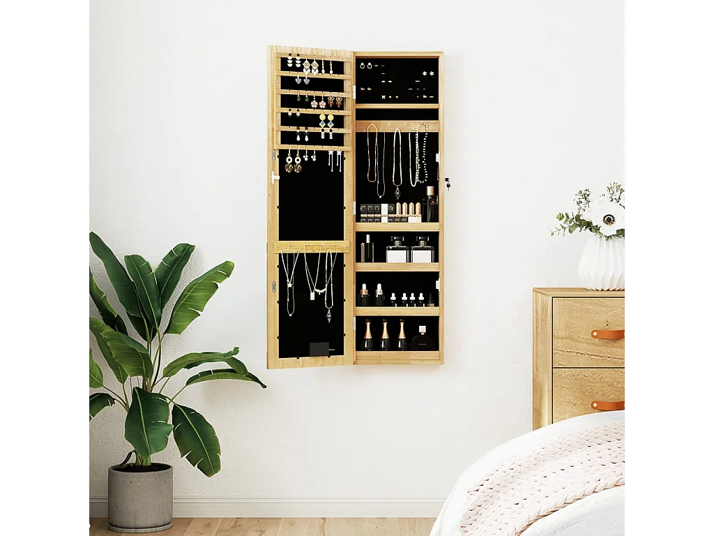 Armoire à bijoux avec miroir et éclairage LED mural