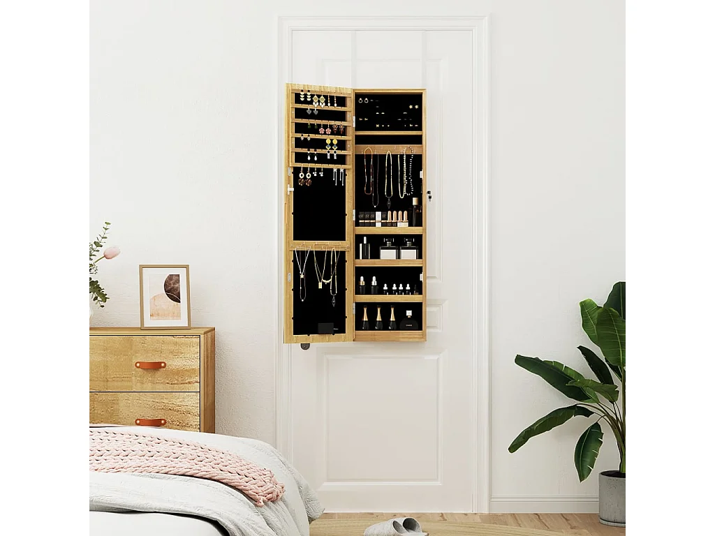 Armoire à bijoux avec miroir et éclairage LED mural