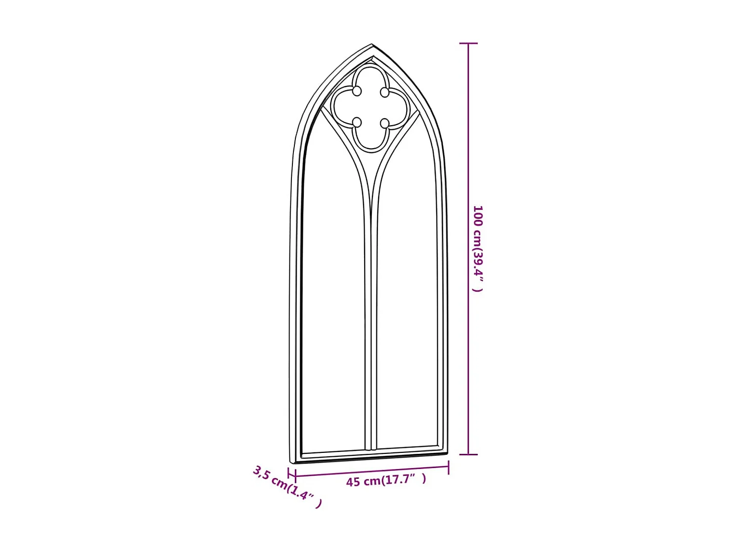 Miroir de jardin Sable 100x45cm Fer pour utilisation extérieure