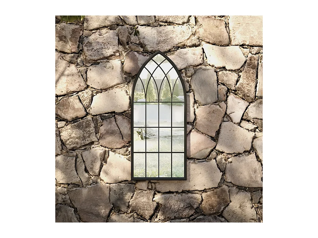 Miroir de jardin Noir 70x30 cm Fer pour utilisation extérieure