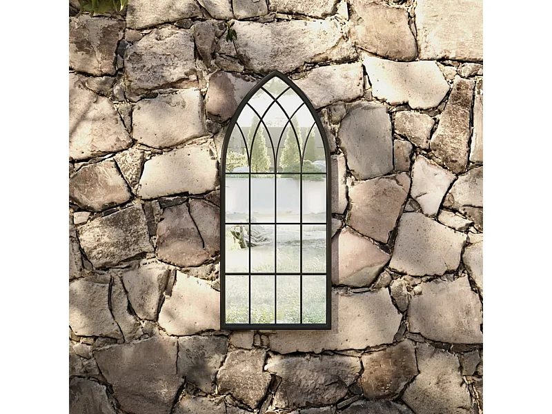 Miroir de jardin Noir 70x30 cm Fer pour utilisation extérieure