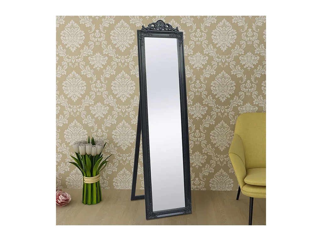 Espejo de pie estilo barroco negro 160x40 cm