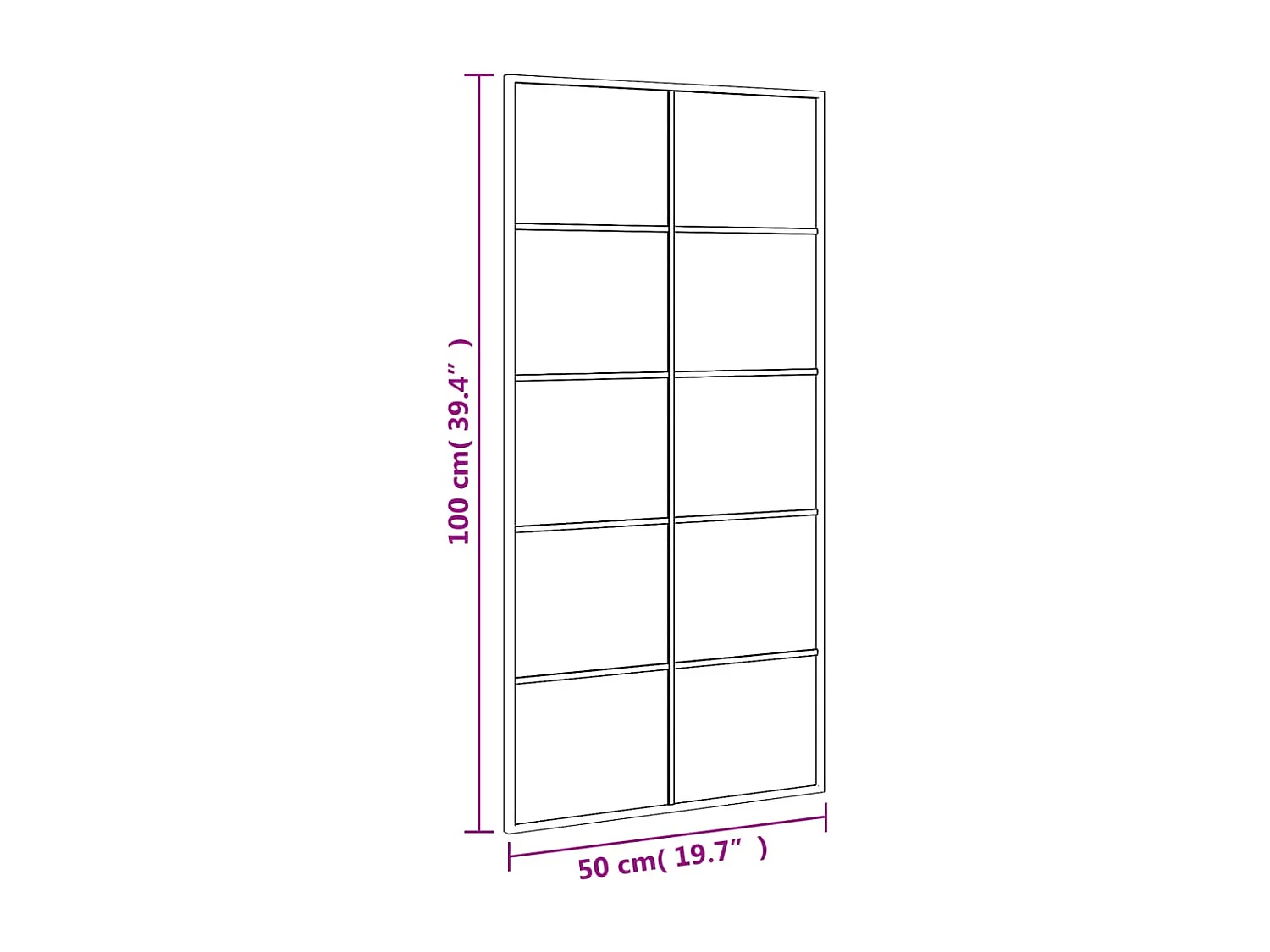 Espejo de pared rectangular de hierro negro 50x100 cm