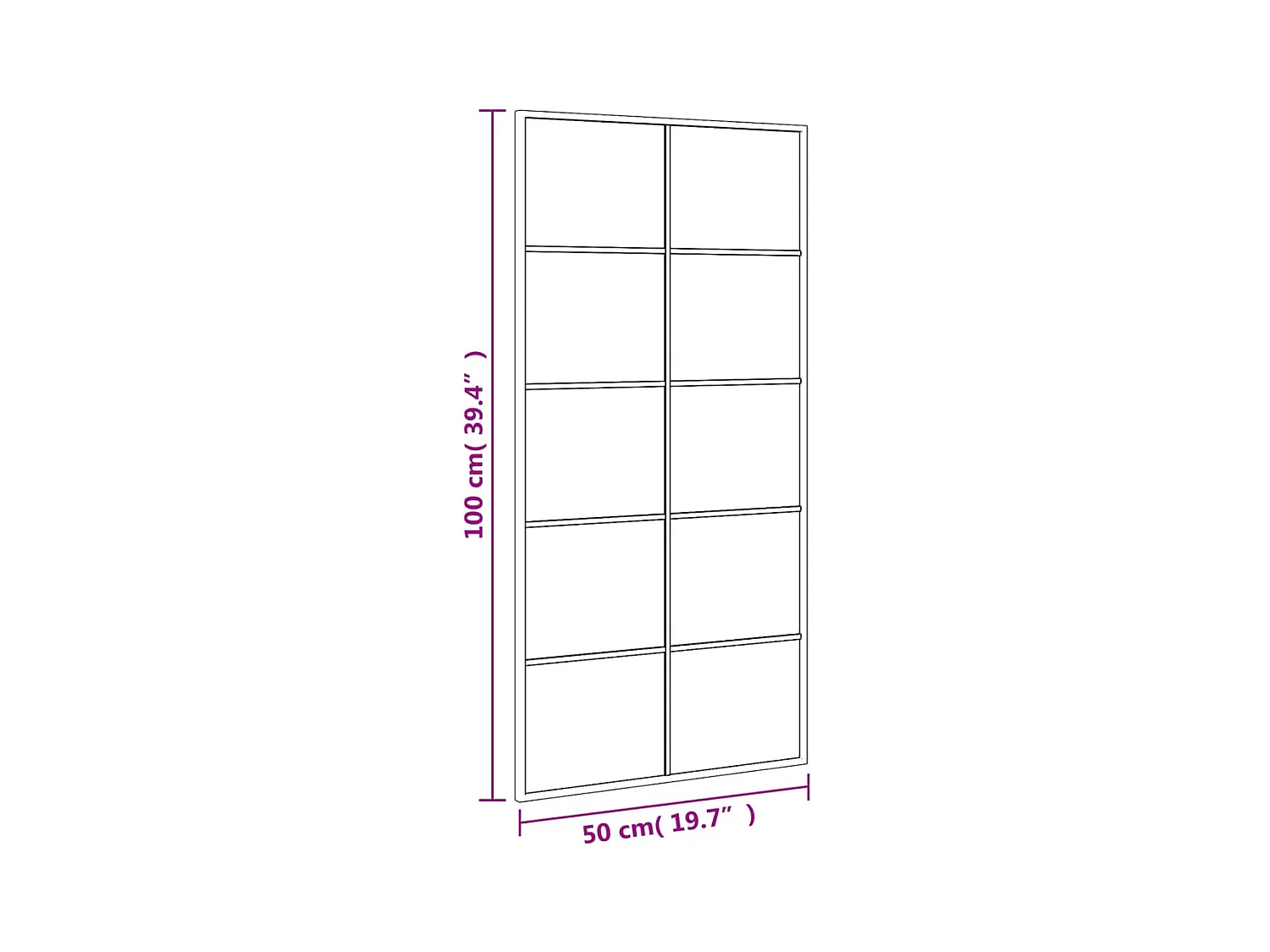 Miroir mural noir 50x100 cm rectangulaire fer