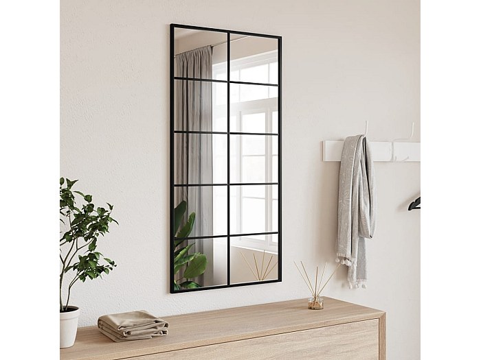 Specchio Da Parete A Finta Finestra – 76,2 X 101,6 Cm – Rettangolare Diviso In Pannelli Neri – Per Soggiorno, Ingresso, Camino - 2