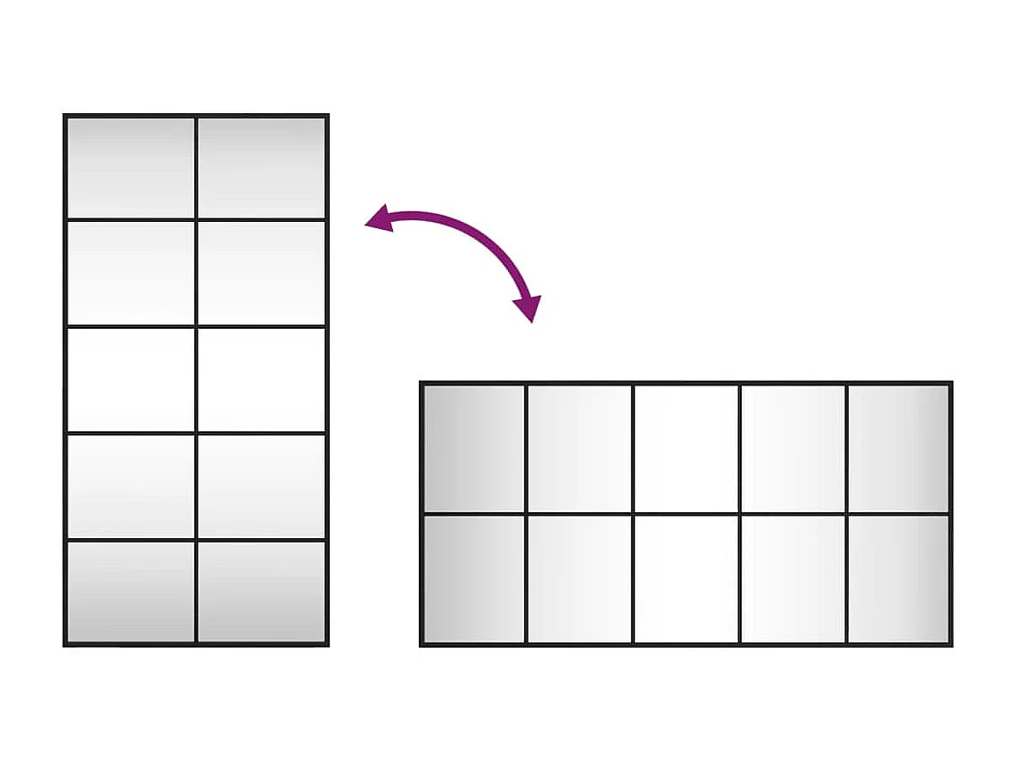Wandspiegel Schwarz 50x100 cm Rechteckig Eisen