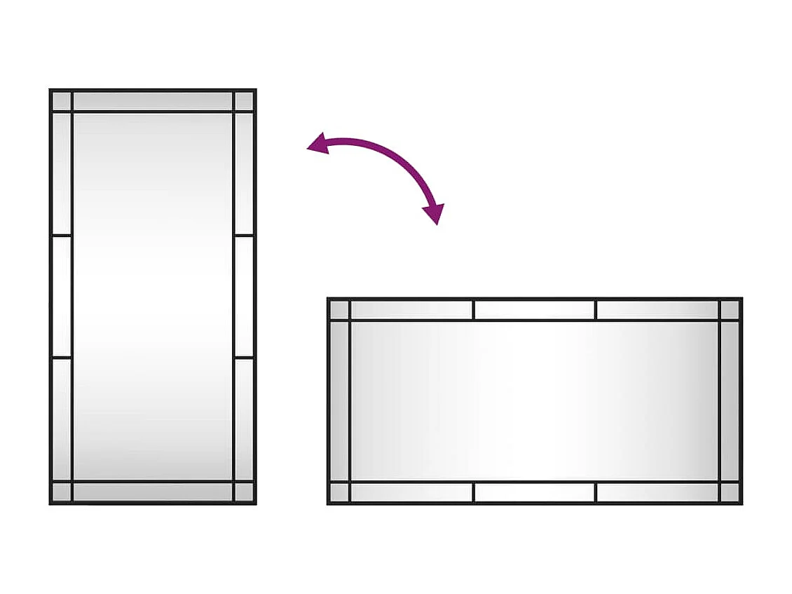 Miroir mural noir 50x100 cm rectangulaire fer