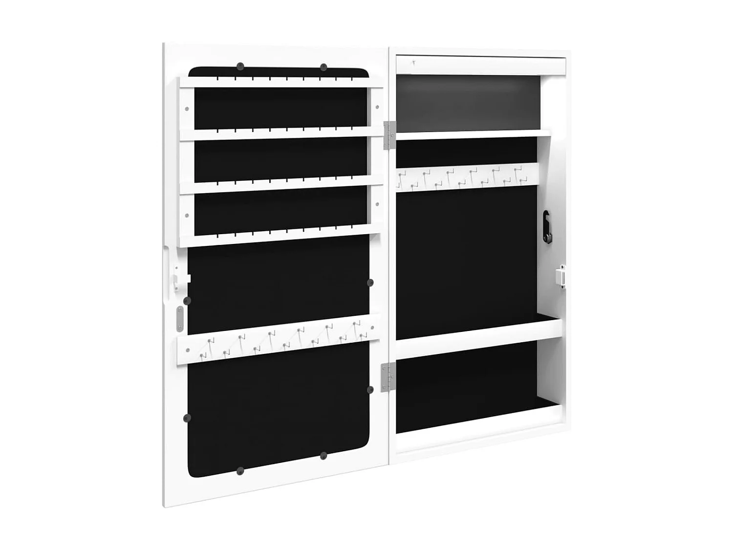 Armoire à bijoux avec miroir et éclairage LED mural blanc