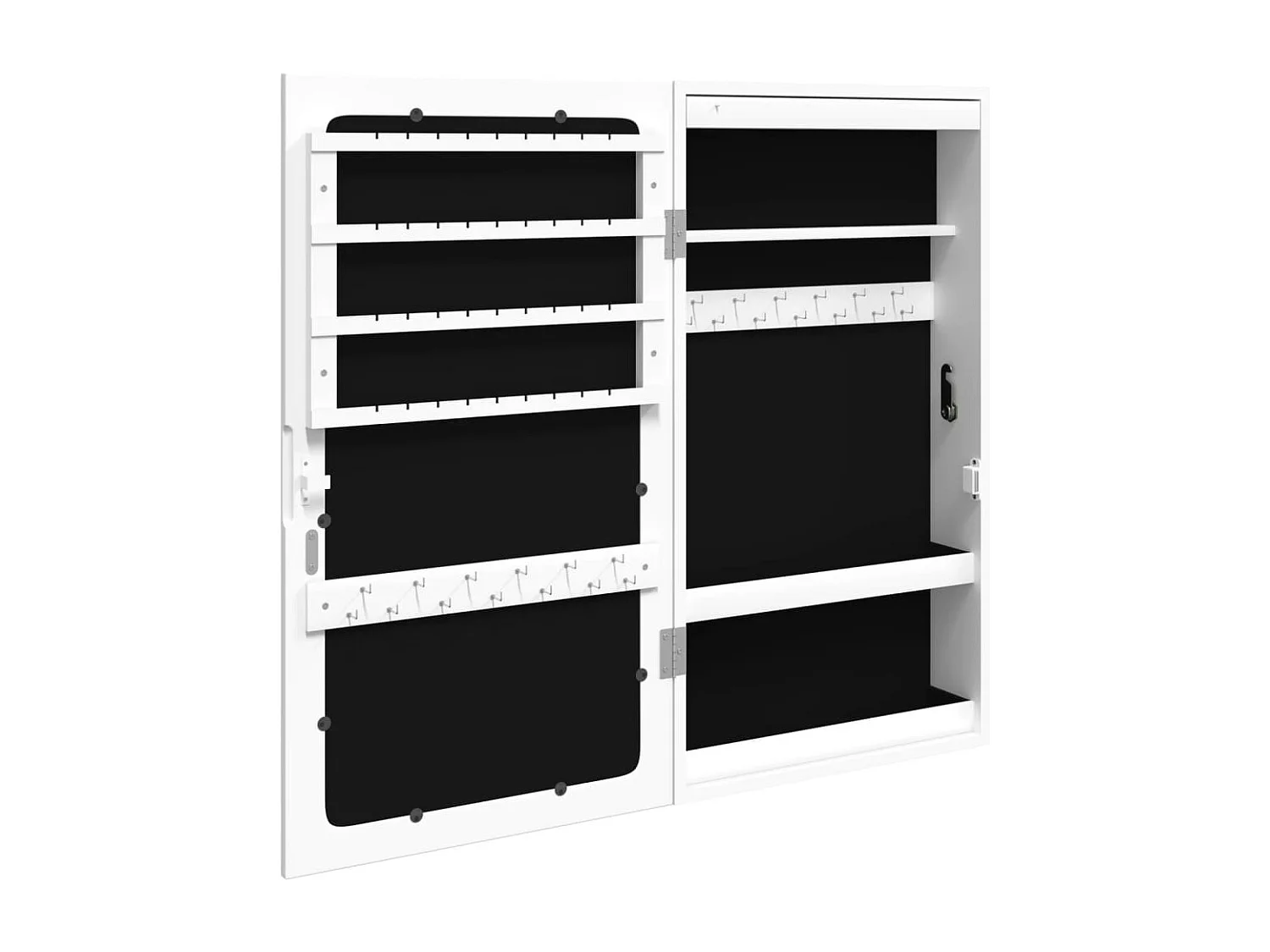 Armoire à bijoux avec miroir et éclairage LED mural blanc