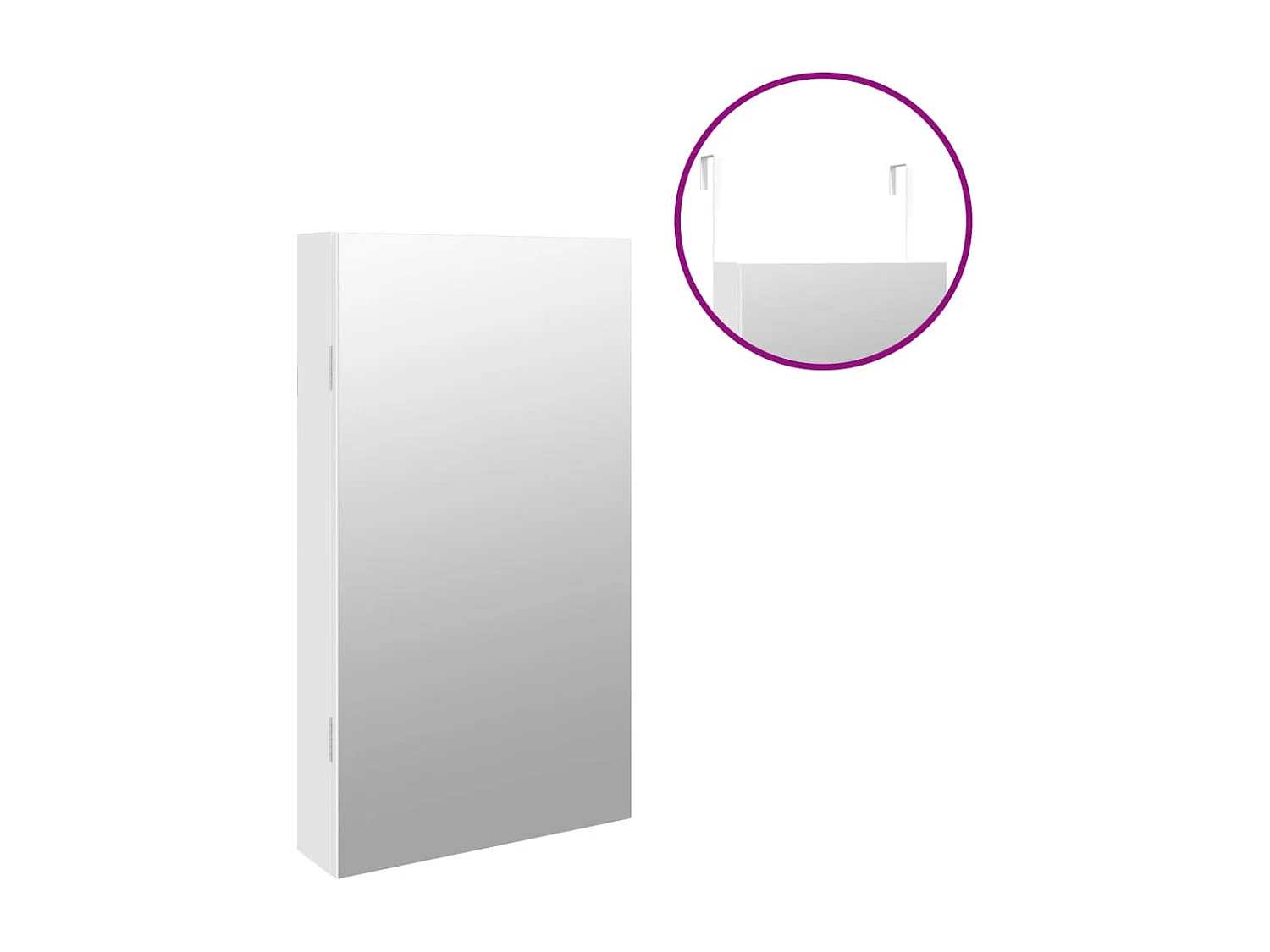 Móvel para joias de parede espelhado com luzes LED branco