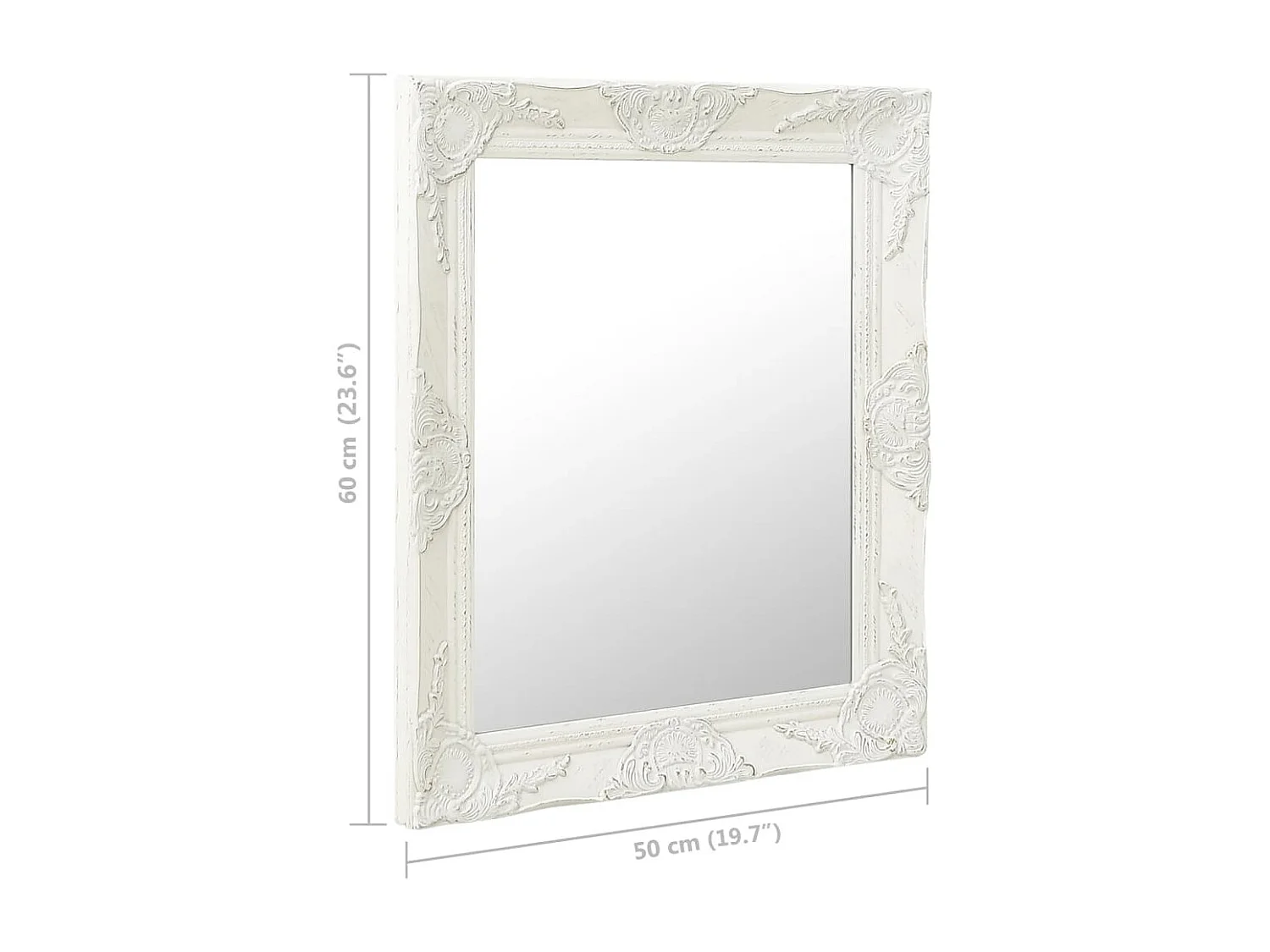Espejo de pared estilo barroco blanco 50x60 cm
