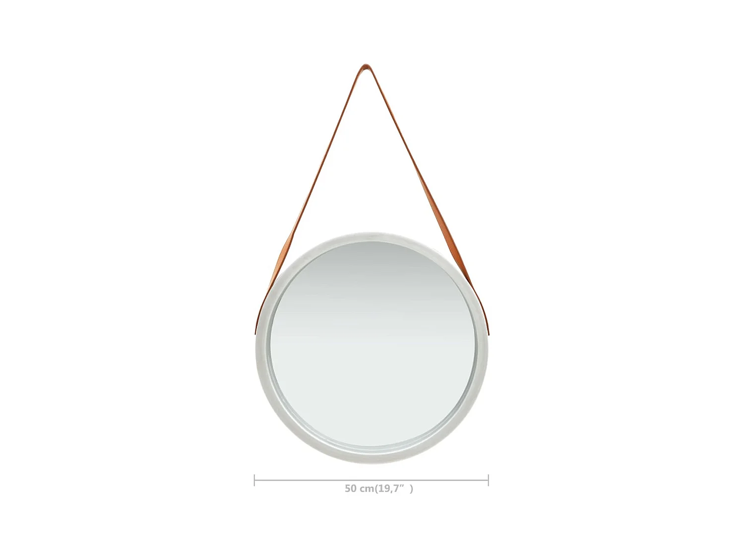 Espejo de pared con correa plateado 50 cm
