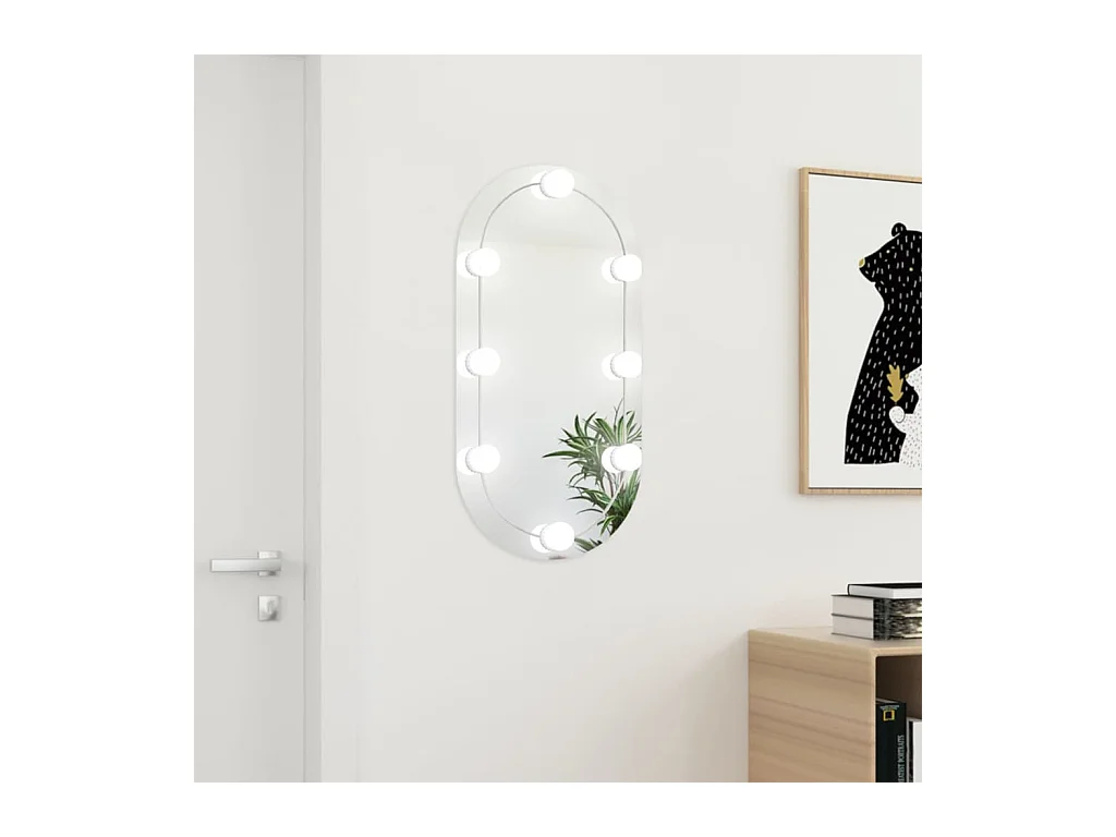Miroir avec éclairage LED 80x40 cm Verre Ovale
