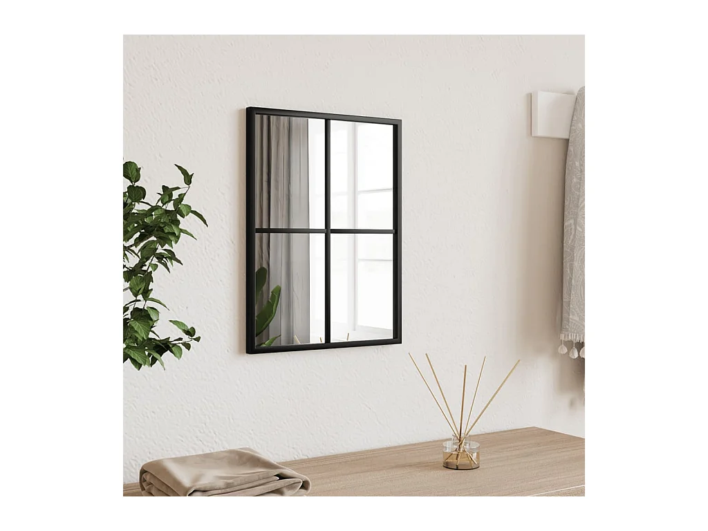 Miroir mural noir 30x40 cm rectangulaire fer