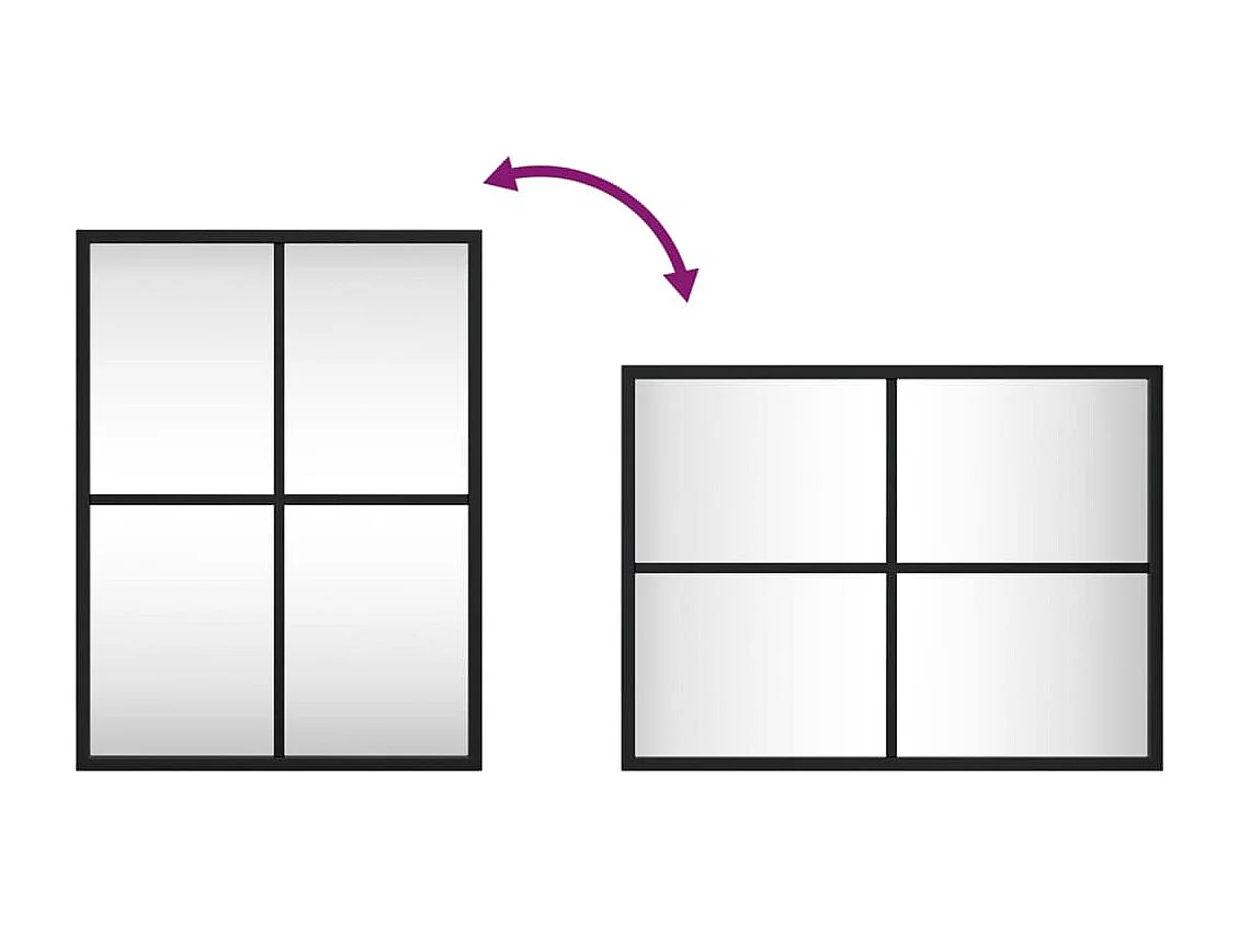 Miroir mural noir 30x40 cm rectangulaire fer