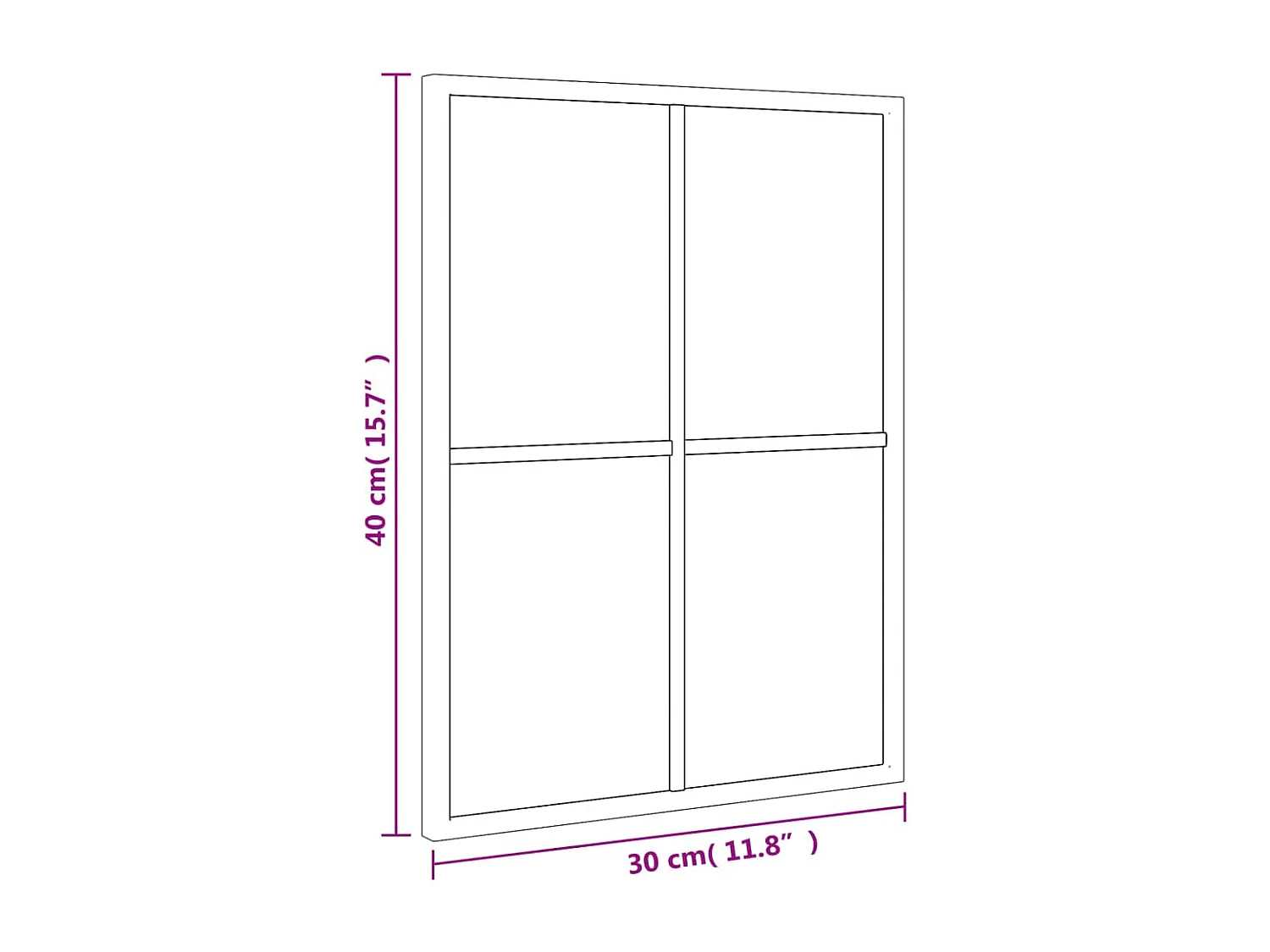 Miroir mural noir 30x40 cm rectangulaire fer