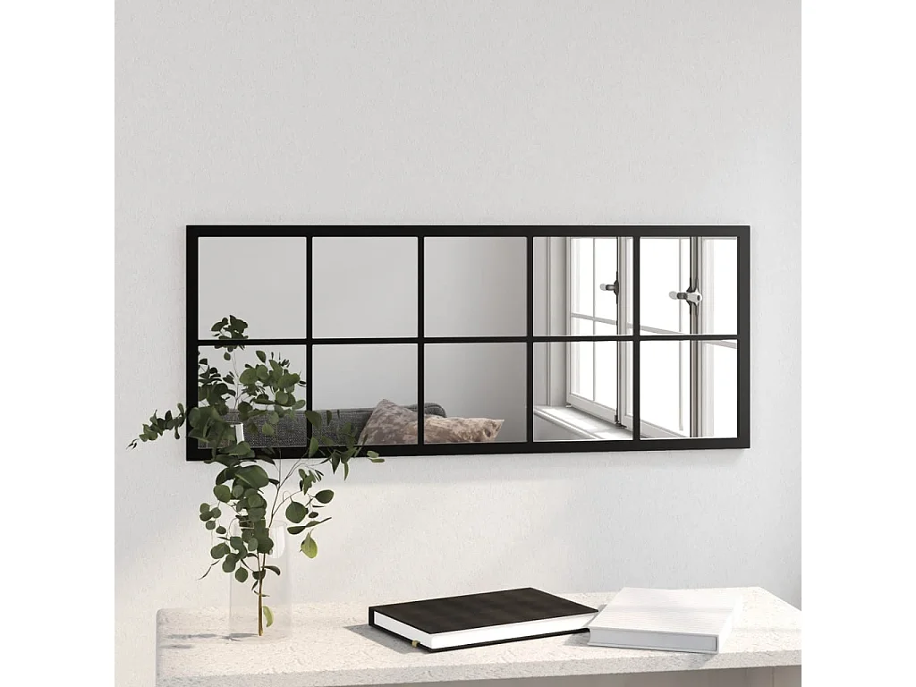 Espelho de parede 100x40 cm metal preto