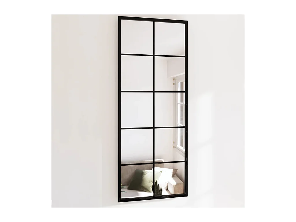 Miroir mural noir 100x40 cm métal