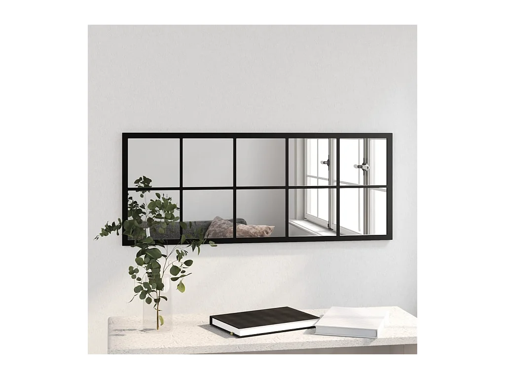 Miroir mural noir 100x40 cm métal