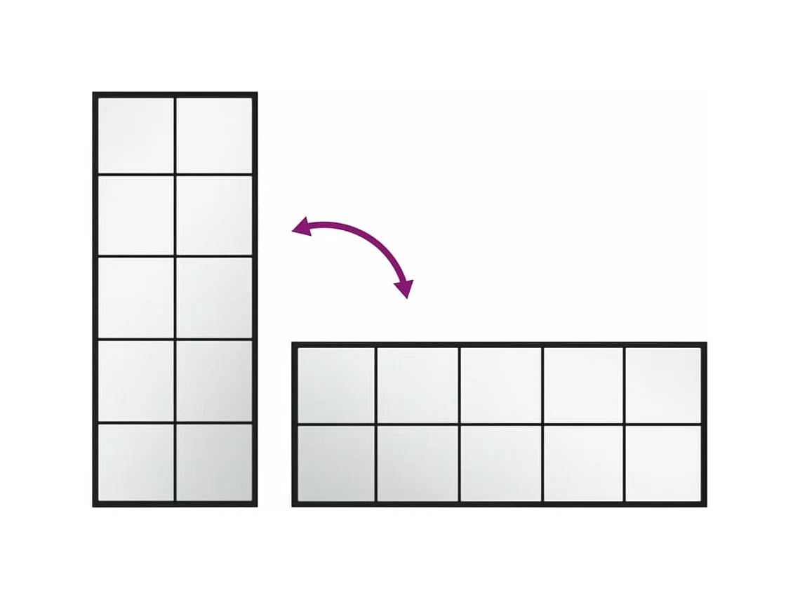 Miroir mural noir 100x40 cm métal