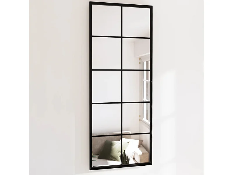 Miroir mural noir 100x40 cm métal
