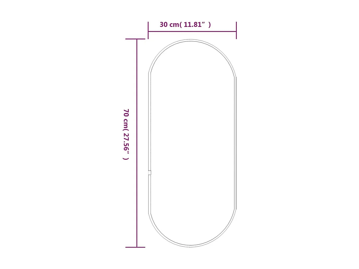 Wandspiegel Silbern 70x30 cm Oval