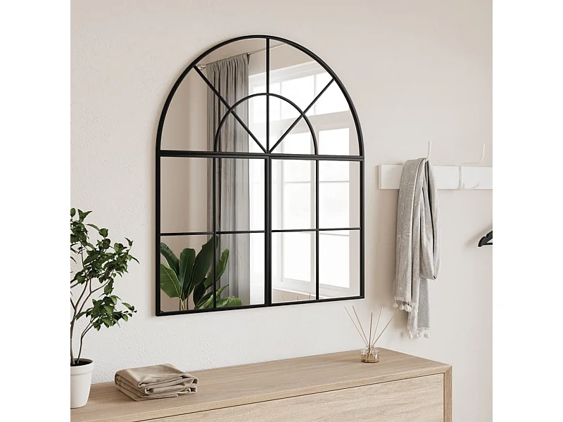 Specchio da Parete Nero 80x40 cm Arco in Ferro