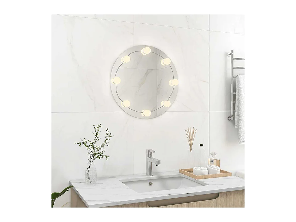 Miroir mural avec lampes LED Rond Verre