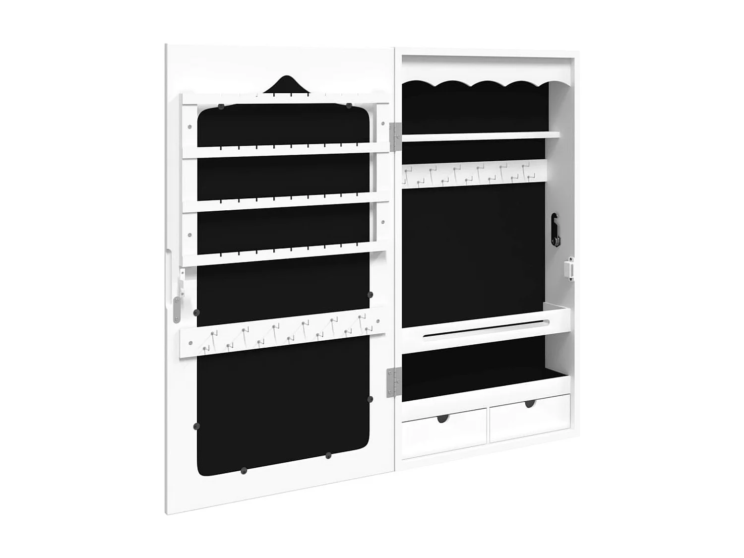 Armoire à bijoux avec miroir murale blanc 37,5x10x67 cm