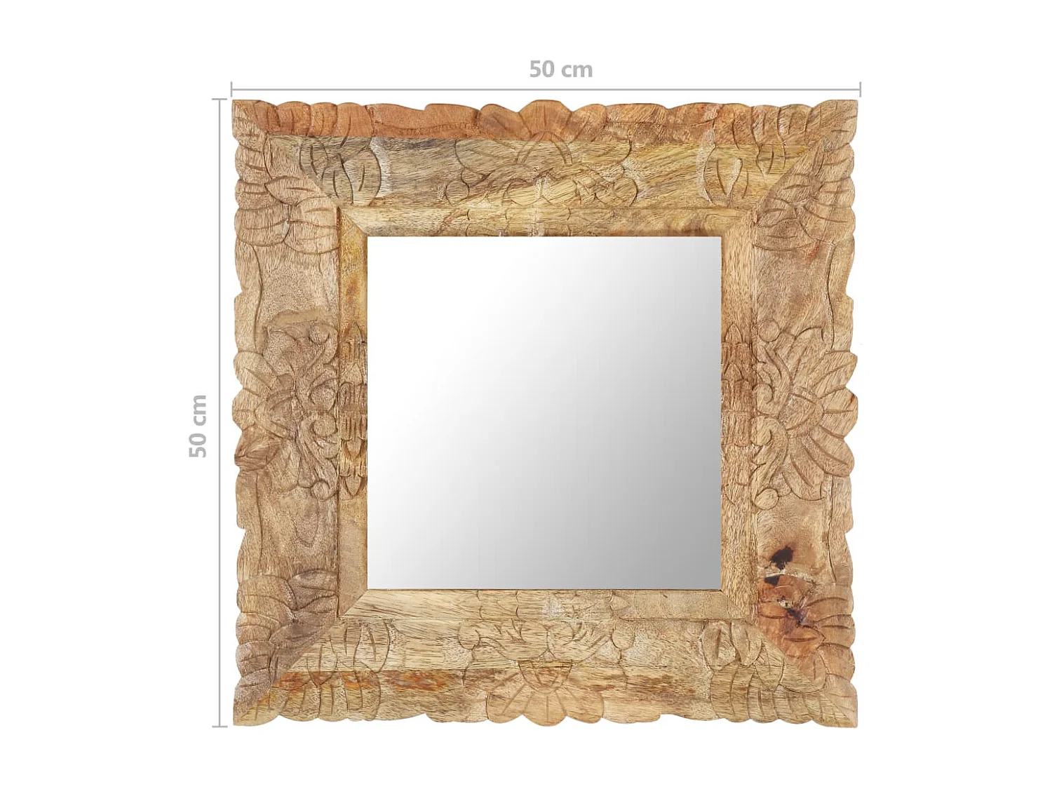Specchio 50x50 cm in Legno Massello di Mango