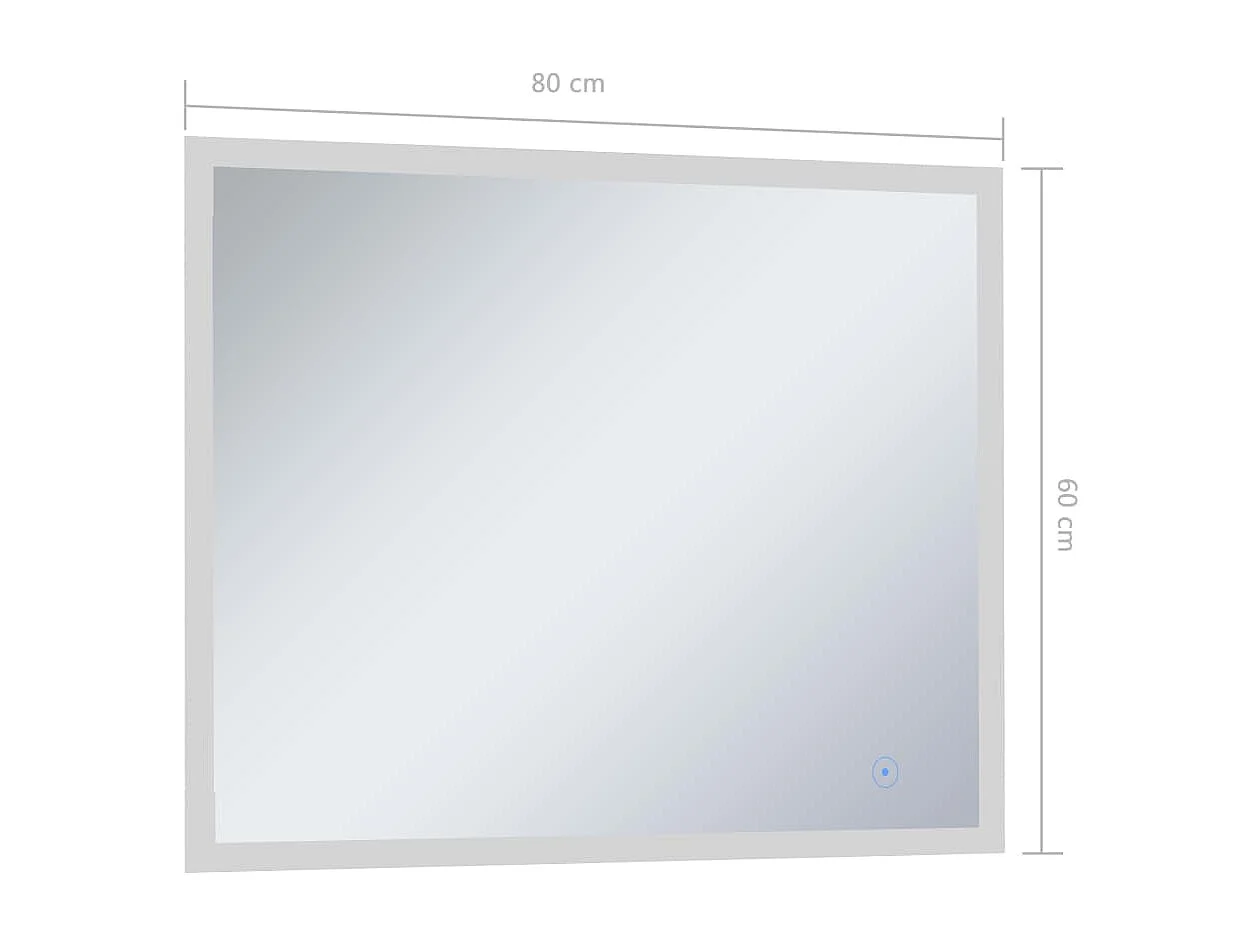 Espejo de pared de baño con LED y sensor táctil 80x60 cm