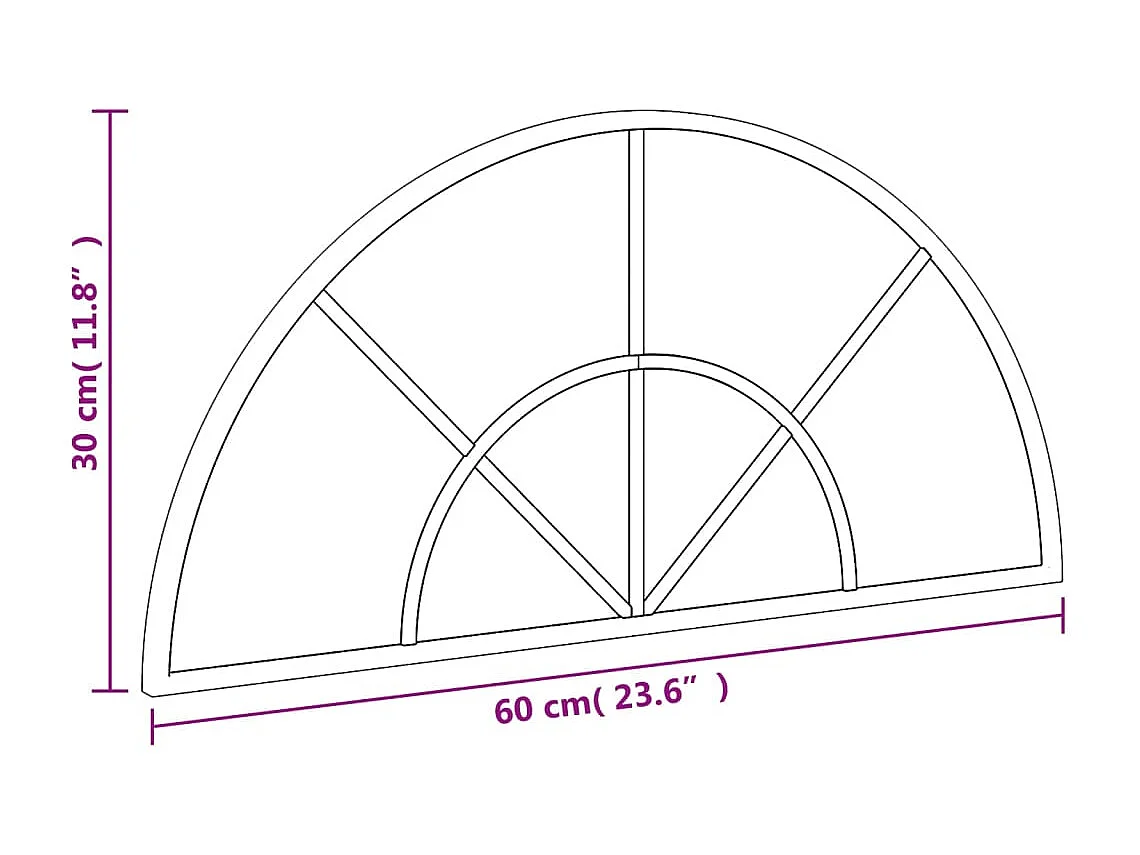 Miroir mural noir 60x30 cm arche fer