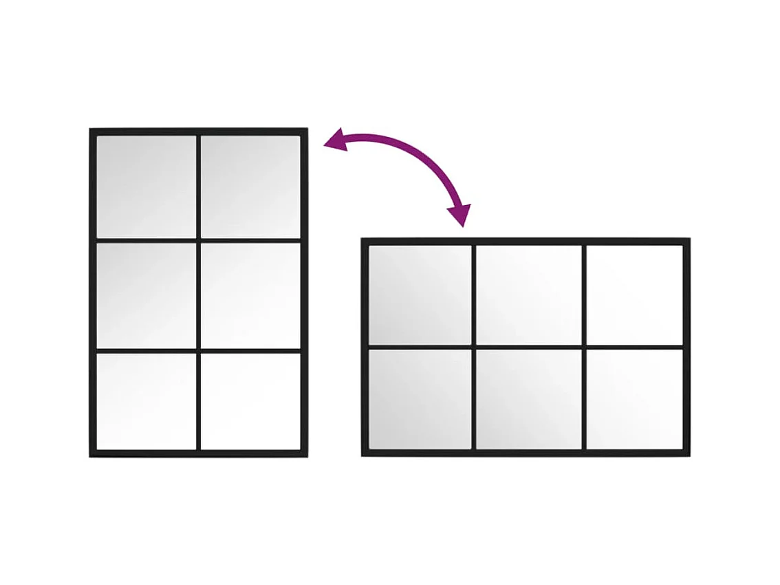 Miroir mural noir 60x40 cm métal