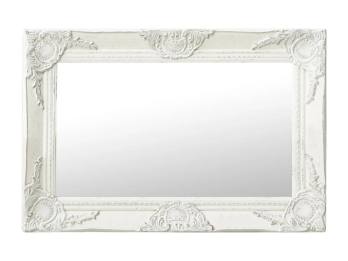 Espejo de pared estilo barroco blanco 60x40 cm