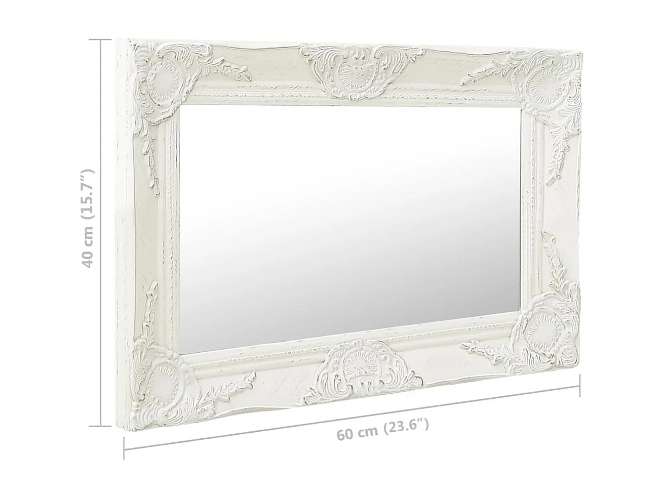 Espejo de pared estilo barroco blanco 60x40 cm